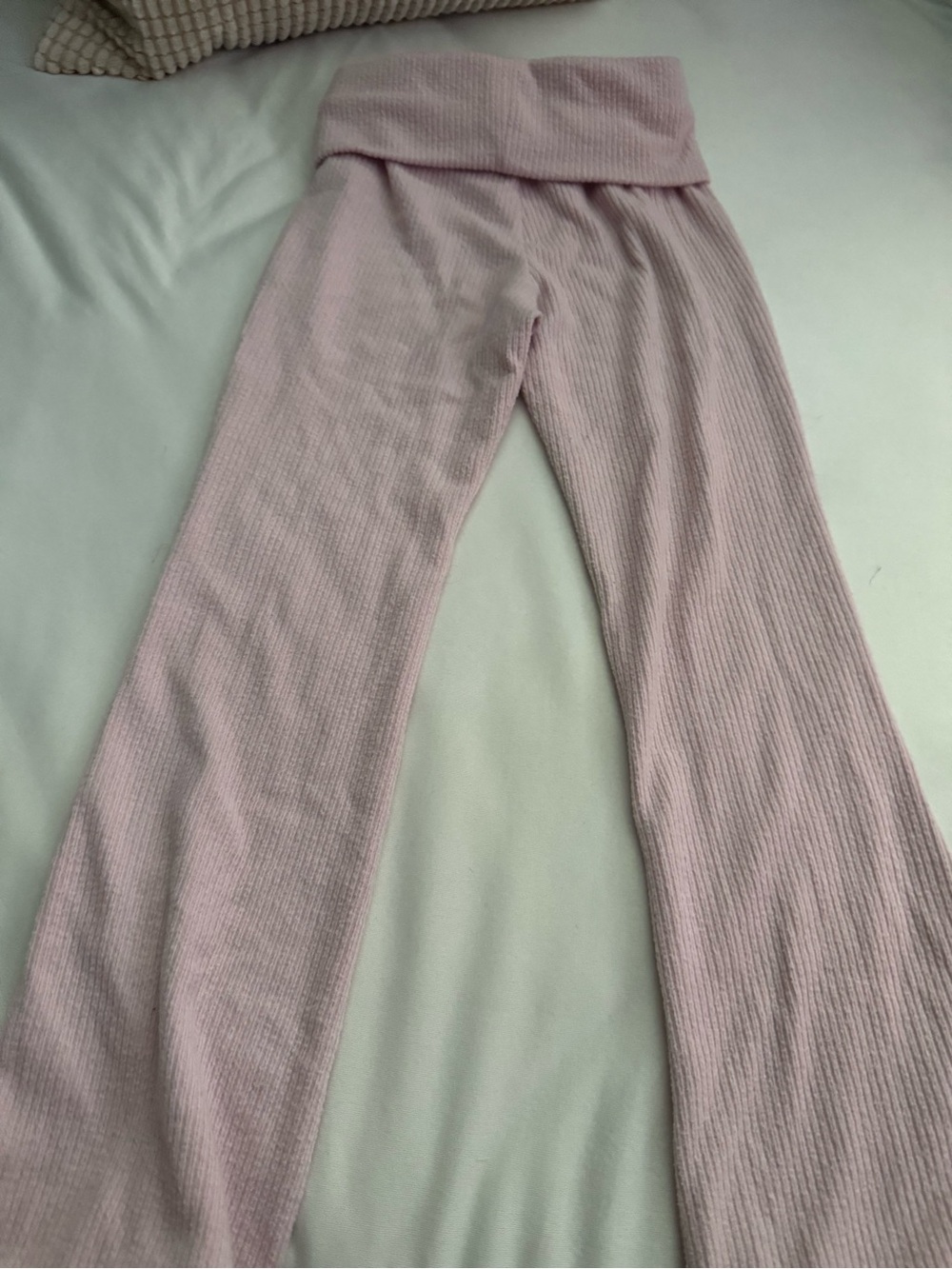 Old Navy Light Pink Ribbed Fold-Over Waist Leggings